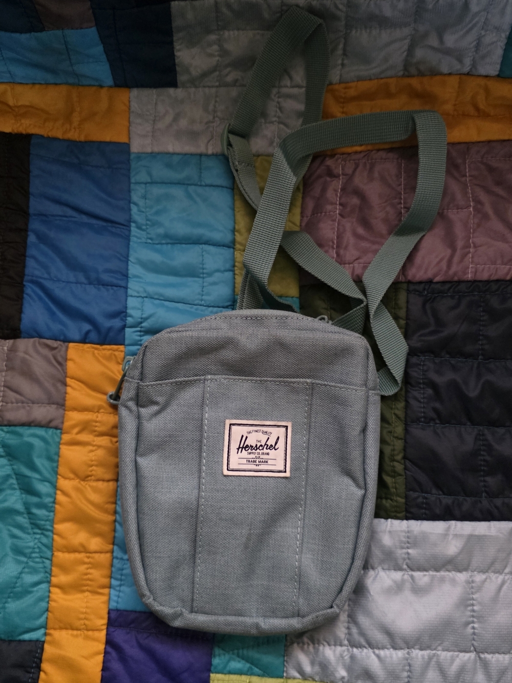 Bundle- Small Crossbody Bag in Sage Blue With Card Wallet